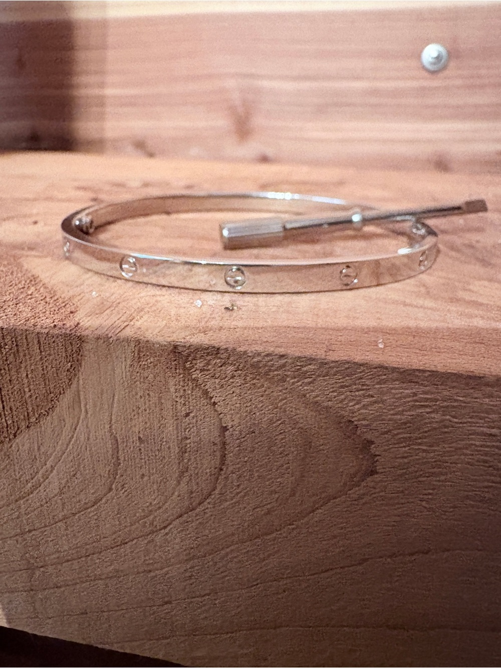 Sterling Silver Screw Motif Bangle Bracelet
